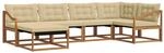 vidaXL Outdoor-Sofagarnitur 18-Tlg Natur und Beige Massivholz Akazie 3369636