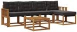 vidaXL Outdoor-Sofagarnitur mit Kissen 6-Tlg Natur und Schwarz 3368591