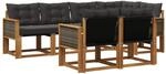 vidaXL Outdoor-Sofagarnitur mit Kissen 7 Stk Natur und Schwarz 3382012