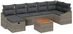 vidaXL Garten-Sofa-Set mit Kissen mit Speicher 8-Tlg Grau Poly Rattan 3359573