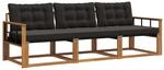 vidaXL Outdoor-Sofagarnitur mit Kissen 3-Tlg Natur und Schwarz 3369151