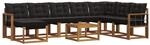 vidaXL Outdoor-Sofagarnitur mit Kissen 9-Tlg Natur und Schwarz 3368983