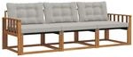 vidaXL Outdoor-Sofagarnitur mit Kissen 3-Tlg Natur und Hellgrau 3369142