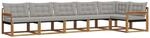 vidaXL Outdoor-Sofagarnitur mit Kissen 6-Tlg Natur und Hellgrau 3369498