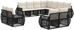 vidaXL Gartensofa-Set 11-Tlg Schwarz und Cremewei&szlig; Poly-Rattan 3435586