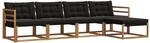 vidaXL Outdoor-Sofagarnitur mit Kissen 5-Tlg Natur und Schwarz 3369351