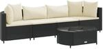 vidaXL 5-tlg Garten-Sofagarnitur mit Kissen Schwarz Poly Rattan Modell 159