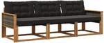 vidaXL Outdoor-Sofagarnitur mit Kissen 3 Stk Natur und Schwarz 3381212