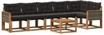vidaXL Outdoor-Sofagarnitur mit Kissen 7 Stk Natur und Schwarz 3381996