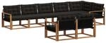 vidaXL Outdoor-Sofagarnitur mit Kissen 8-Tlg Natur und Schwarz 3369583