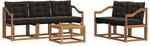 vidaXL Outdoor-Sofagarnitur mit Kissen 6-Tlg Natur und Schwarz 3368411