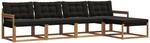 vidaXL Outdoor-Sofagarnitur mit Kissen 5-Tlg Natur und Schwarz 3369355