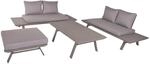 DELUKE Gartenloungeset CESAR 4-tlg Aluminium Hellgrau Gartenm&ouml;bel Set Garten