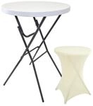 TRUTZHOLM Stehtisch mit Husse Klappbar Durchmesser 80cm H&ouml;he 110cm Pflegeleichter