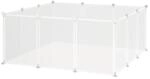 PawHut Freilaufgehege Laufgitter DIY Absperrgitter Wei&szlig; Metall 105 x 105 x 45...
