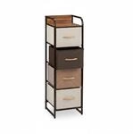 Relaxdays Schubladenschrank MDF Polyester Stahl Creme Holzoptik 99,5 cm x 31 cm x