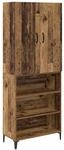 vidaXL Highboard Wandmontiert Altholz 69,5 x 34 x 180 cm Holzwerkstoff 3415792