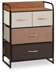 Relaxdays Schubladenschrank MDF Polyester Stahl Creme Holzoptik 79 cm x 58 cm x 31,5