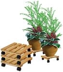 BigDean 3x Pflanzenroller Eckig Buchenholz Massives Holz 30 x 30 cm bis 120 Kg