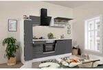 Respekta Premium K&uuml;chenzeile 250 cm Grau Hochglanz-Wei&szlig;