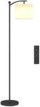 HOMCOM Stehlampe Metall Stoff 54,3L x 30,6B x 159,6H cm Schwarz Cremewei&szlig;