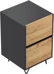 Posseik Nachttisch Industrial A 2 Schubladen 40 cm Grafit Eiche Front