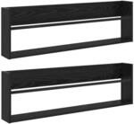 vidaXL Magazinregal 2 Stk Schwarz Eichen-Optik 100 x 12 x 30 cm 890817