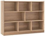 Costway B&uuml;cherregal 8 F&auml;chern 3 Ebenen 122 x 32 x 93 cm