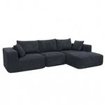 MCW Sofa-Garnitur P20 Stoff/Textil Cord Liegefl&auml;che Rechts Dunkelgrau