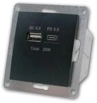 McPower FLAIR USB Ladedose Schwarz USB A&C ohne Rahmen