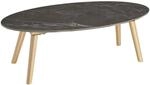 Tectake Ovaler Couchtisch Acerra Marmoroptik Massive Holzbeine 100 x 50 x 34 50 cm