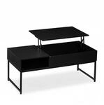 Relaxdays Couchtisch Spanplatte Eisen Schwarz Aufklappbar H&ouml;henverstellbar 45 cm x