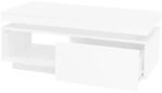 okwish Couchtisch mit LED-Beleuchtung und Schublade Wei&szlig; 100 &times; 50 cm