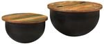 vidaXL 2-Tlg Couchtisch-Set Schwarz Altholz Massiv 351753