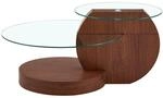 okwish Couchtisch mit Glas und Zwei Ebenen f&uuml;r Wohnzimmer 90x70x44 cm Braun