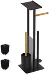 Relaxdays WC Garnitur Metall Bambus Schwarz Freistehend Mit Ablage 65 cm x 21 cm x 18