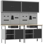 vidaXL Werkbank-Set 8-Tlg Schwarz und Grau Pulverbeschichteter Stahl 3321494