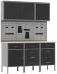 vidaXL Werkbank mit Schubladen 8-Tlg Schwarz Ingenieure Holz und Stahl 3321446