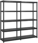 vidaXL Lagerregal mit 5 B&ouml;den Schwarz 170x40x185 cm Kunststoff 3059853