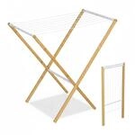 Relaxdays W&auml;schest&auml;nder Eisen Bambus Wei&szlig; Klappbar 77 cm x 79 cm x 49 cm 1,6 kg