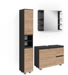 Vicco Badm&ouml;bel-Set J-Shape Anthrazit/Goldkraft Eiche 80 x 61 3-teilig