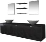 vidaXL 8-Tlg Badm&ouml;bel und Waschbecken Set Schwarz 272233