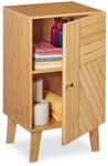 Relaxdays Badschrank Bambus Natur 2 F&auml;cher Beidseitig Montierbar 70 cm x 40 cm x 37