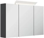 Posseik Spiegelschrank inkl. Design LED-Lampe u. Glasb&ouml;den 100 cm Grafit