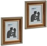 Relaxdays Bilderrahmen 2er Set Kunststoff Glas Gold mit Passepartout 25 cm x 20 cm x