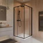 Schulte ExpressPlus Nischendusche 190 x 80 cm Mattschwarz Schwenk-Schiebet&uuml;r