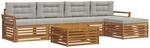 vidaXL Outdoor-Sofagarnitur mit Kissen 6-Tlg Natur und Hellgrau 3373341