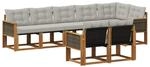 vidaXL Outdoor-Sofagarnitur mit Kissen 8 Stk Natur und Hellgrau 3382027