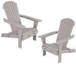 Costway 2er Set Adirondack Stuhl Klappbar Holz Grau 180 kg