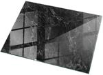 Tulup Tischplatte Ge&auml;dertes Marmormuster Tischplatte aus Glas 120x80 cm Schwarz